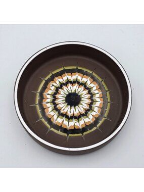 Hornsea Muramic Vitramic Decorative Bowl Geometric Gold & Orange Design 5"